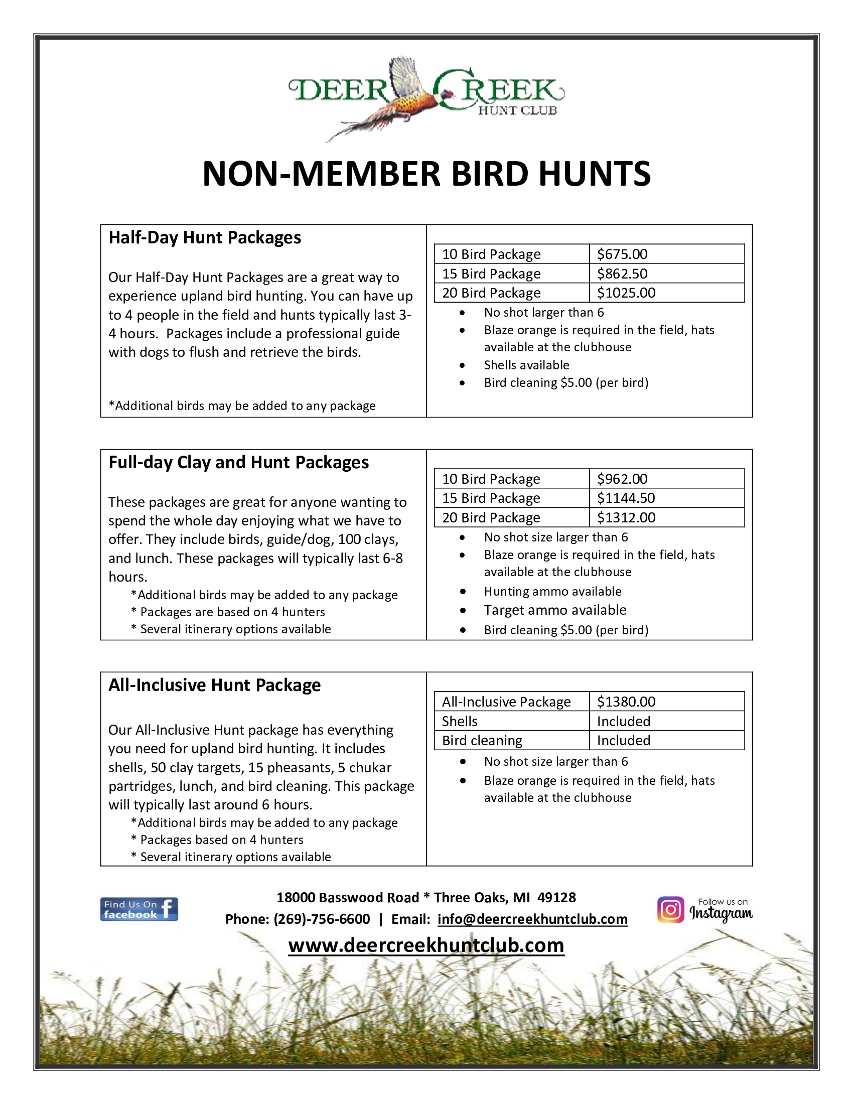 Non Member Bird Hunts 2023revised 1